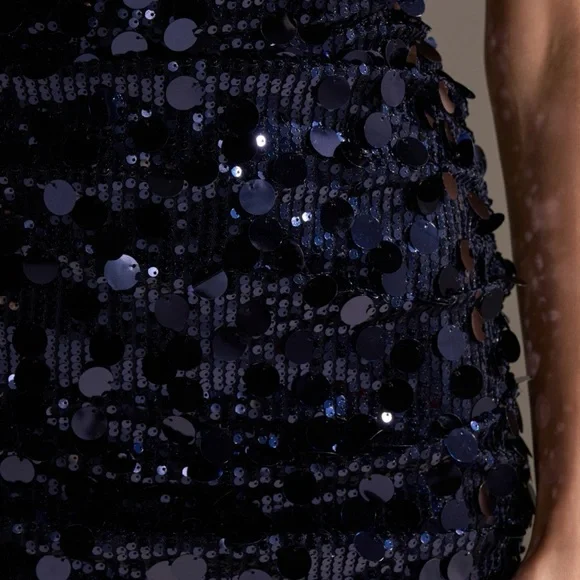 Elegant Strapless Sequin Dress in Blue - Picture 9 of 13